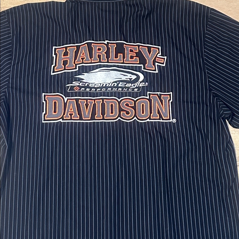 Harley Davidson Men's Size Large Work Shirt Short Sleeves Screamin' Eagle - Picture 5 of 5